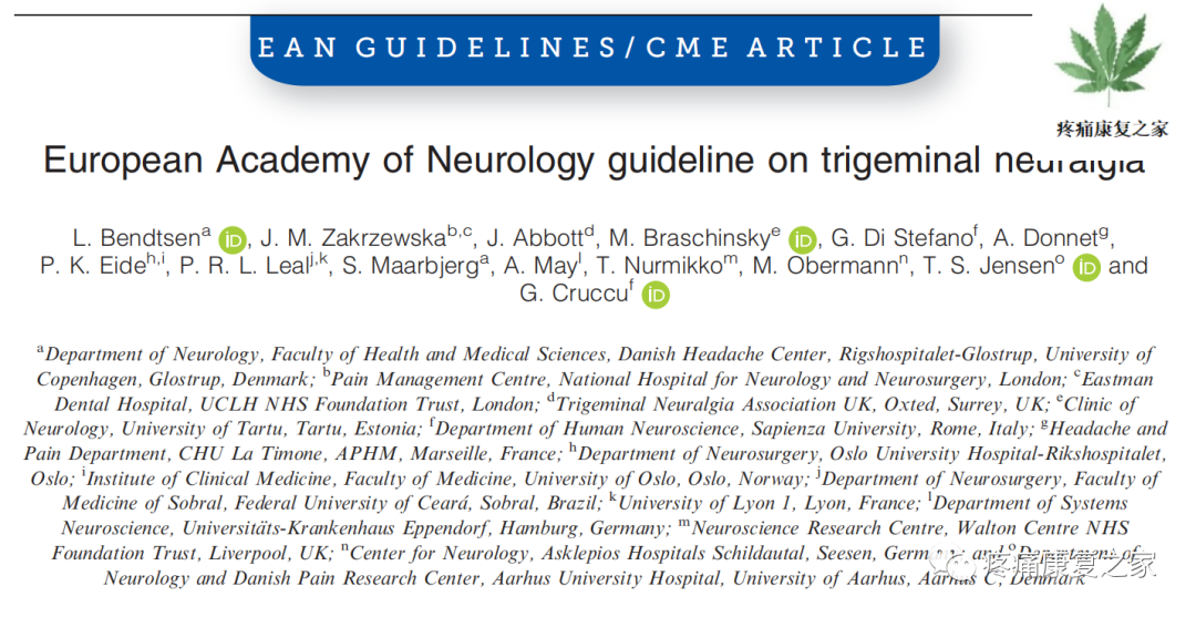 三叉神经痛欧洲神经病学会指南