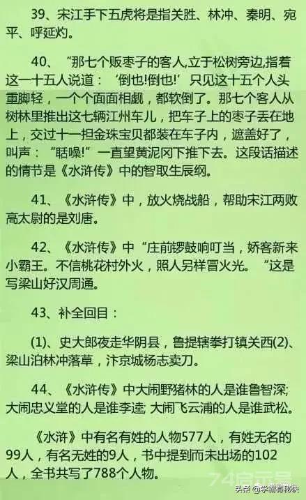 《四大名著》考点全在这！这些题，非常经典...