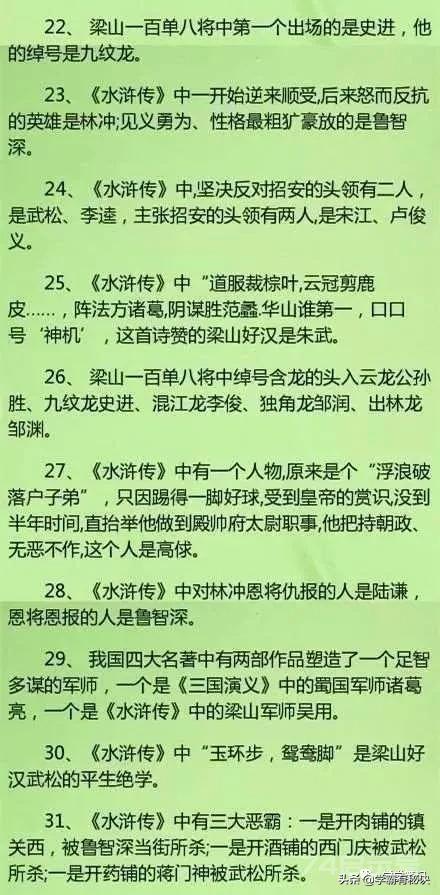 《四大名著》考点全在这！这些题，非常经典...