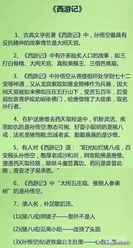 《四大名著》考点全在这！这些题，非常经典...