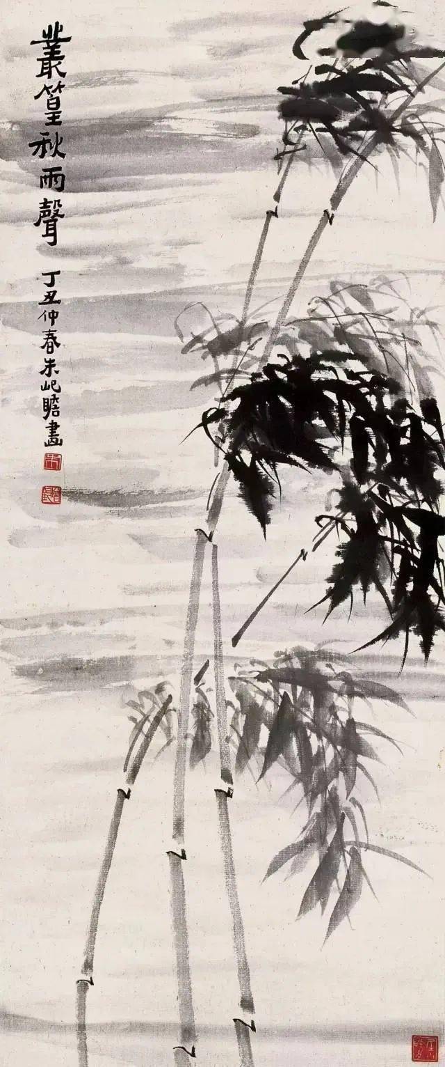 百岁老画师画竹，笔墨雄劲