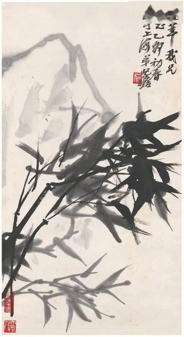 百岁老画师画竹，笔墨雄劲