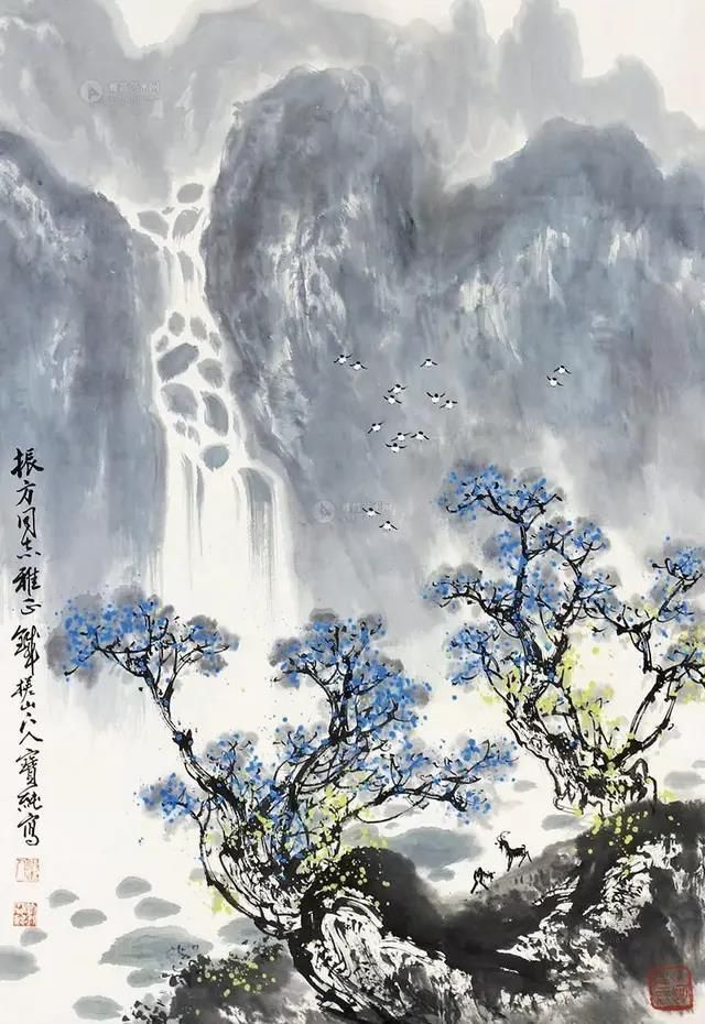 他的山水画——江碧鸟逾白，山青花欲燃