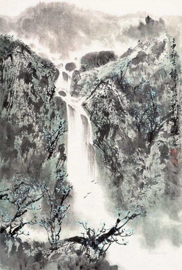 他的山水画——江碧鸟逾白，山青花欲燃