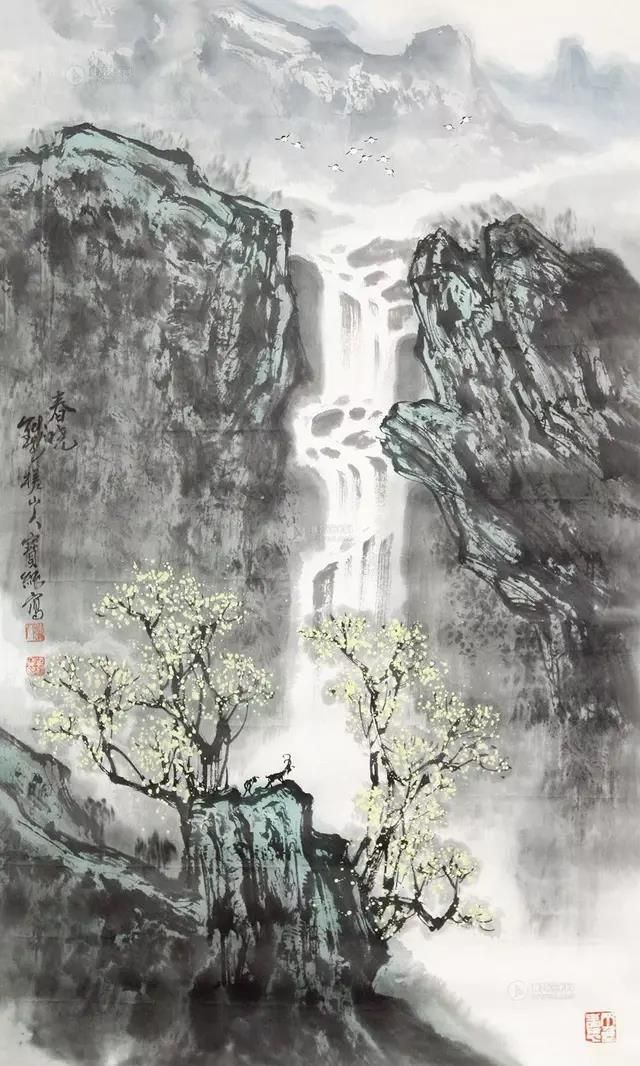 他的山水画——江碧鸟逾白，山青花欲燃
