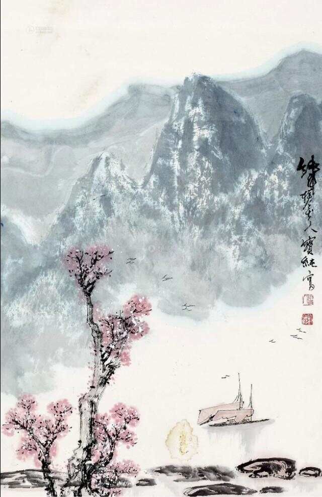 他的山水画——江碧鸟逾白，山青花欲燃