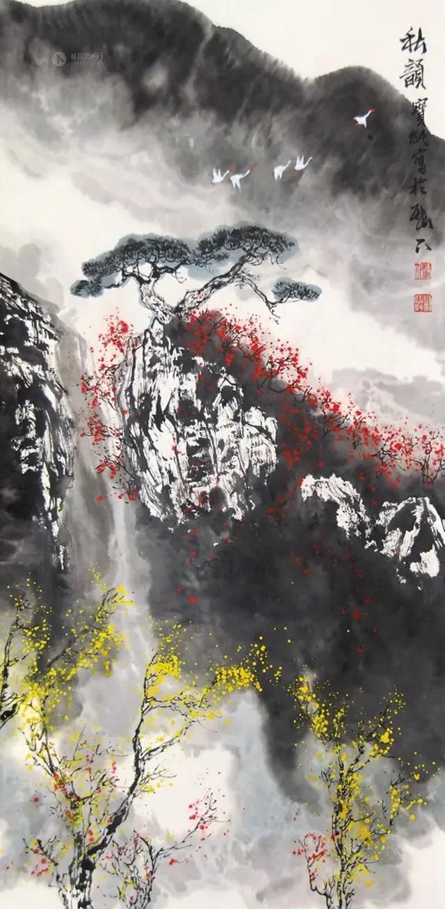 他的山水画——江碧鸟逾白，山青花欲燃