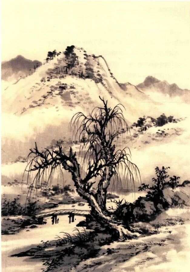 国画教程： 黄君璧先生教你画《溪桥柳色》