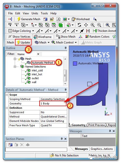 流体| ANSYS meshing 网格划分之 - 上手2 - 2D冷热水管网格划...