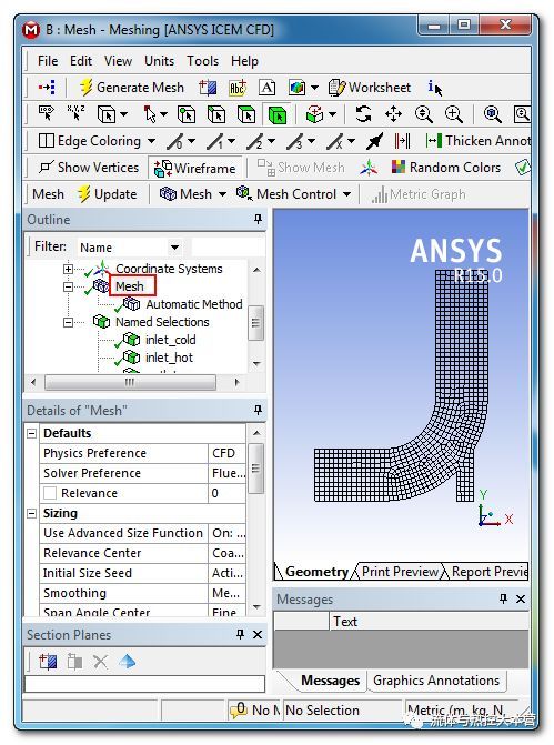 流体| ANSYS meshing 网格划分之 - 上手2 - 2D冷热水管网格划...