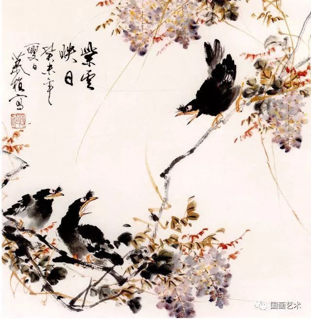 藤蔓写意画__藤花图案
